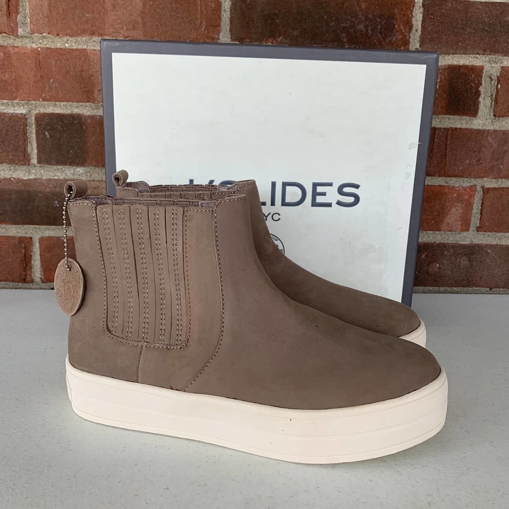 J/Slides Hype Taupe Nubuck High top Slip on Platform Sneakers Women's US Sz 8.5M